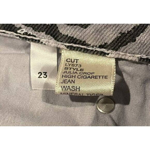 Reformation Women's Julia Crop High Cigarette Zebra‎ Jeans Blue/Gray Waist 23 - Picture 5 of 5